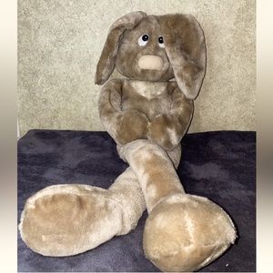 Easter Rabbit Plush Latching Hand Wallace Berrie Brown Vintage 1982 26”Long
